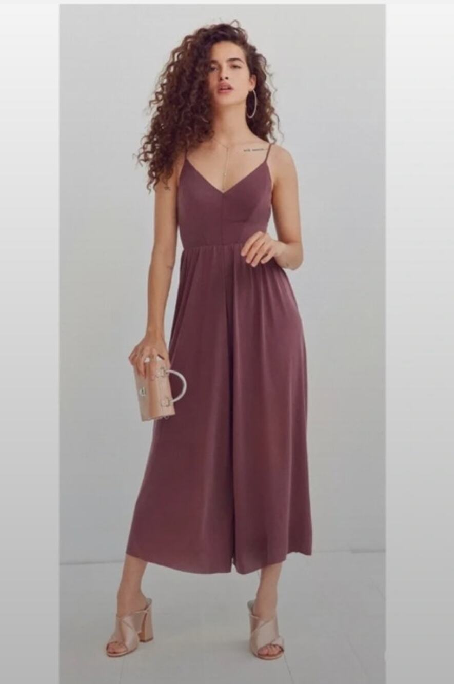 Urban Outfitters Silence Noise Plum Wide Leg Strappy Back Jumpsuit Women's Small